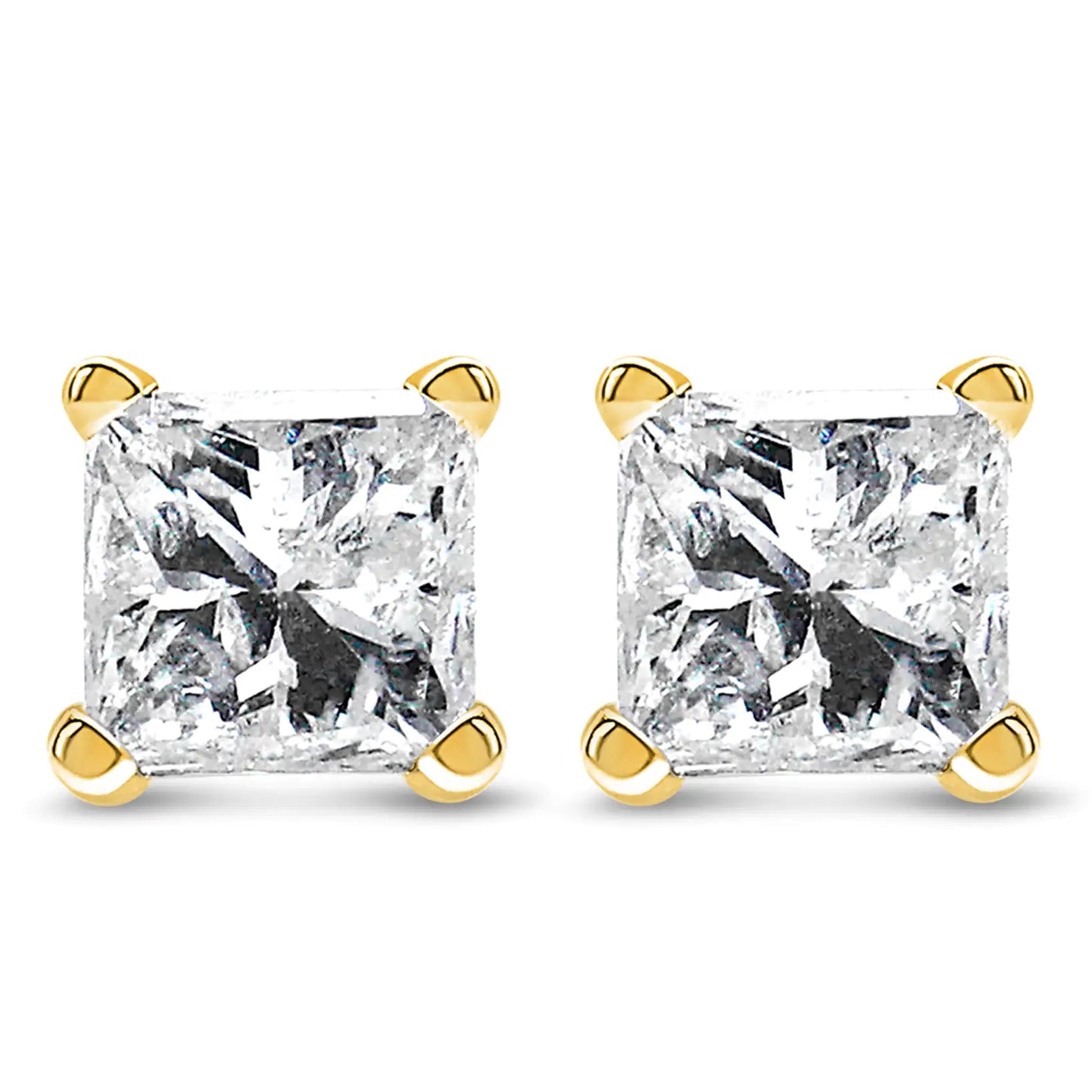 14K Gold Princess-Cut Solitaire Diamond Earrings