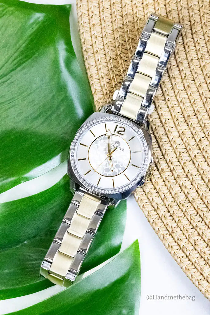 Coach - Crystal Bezel Silver Gold Toned Watch