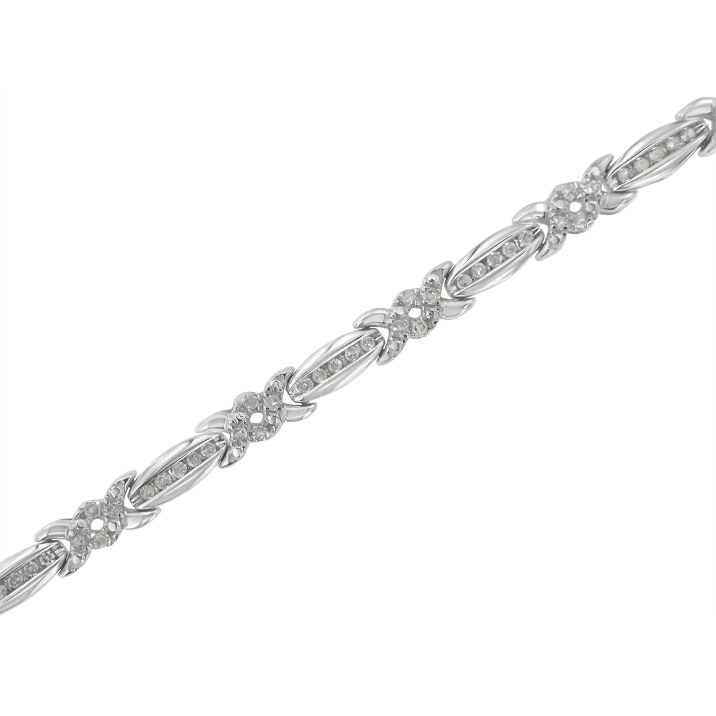 Sterling Silver Diamond X-Link Bracelet