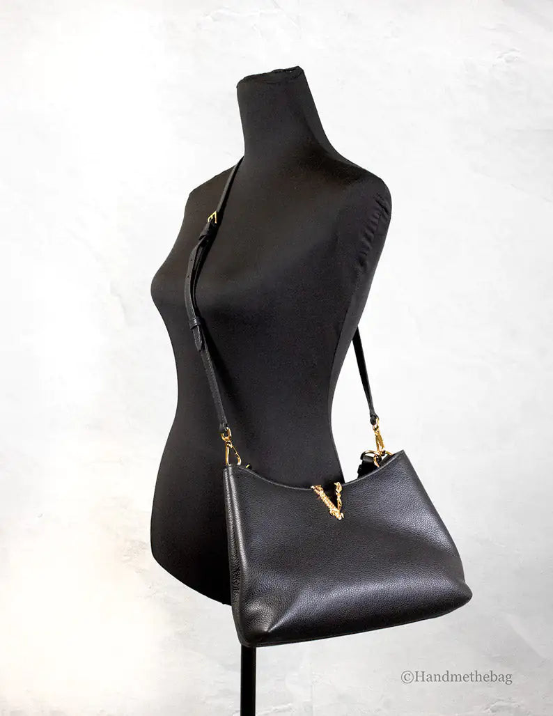 Versace - Black Leather Crossbody Shoulder Bag