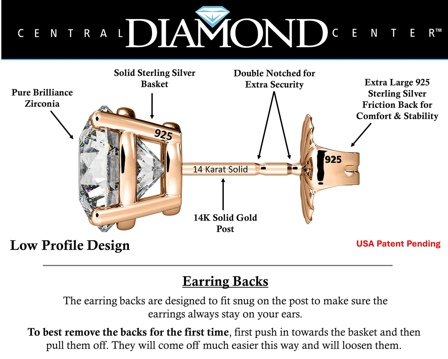 Gold Post & Silver Simulated Diamond Earrings