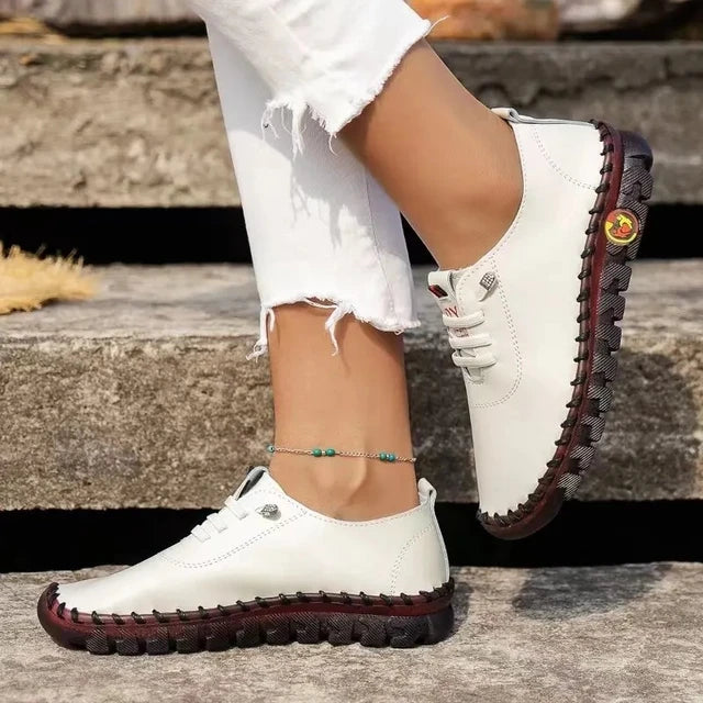 Mocasines con cordones de piel con plataforma para mujer