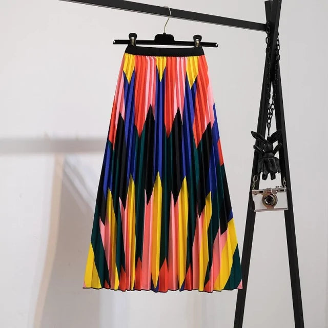 Women's Cartoon Printed Pleated Skirt