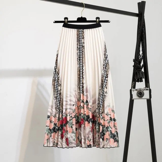 Women's Cartoon Printed Pleated Skirt