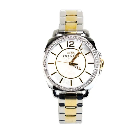 Coach - Crystal Bezel Silver Gold Toned Watch