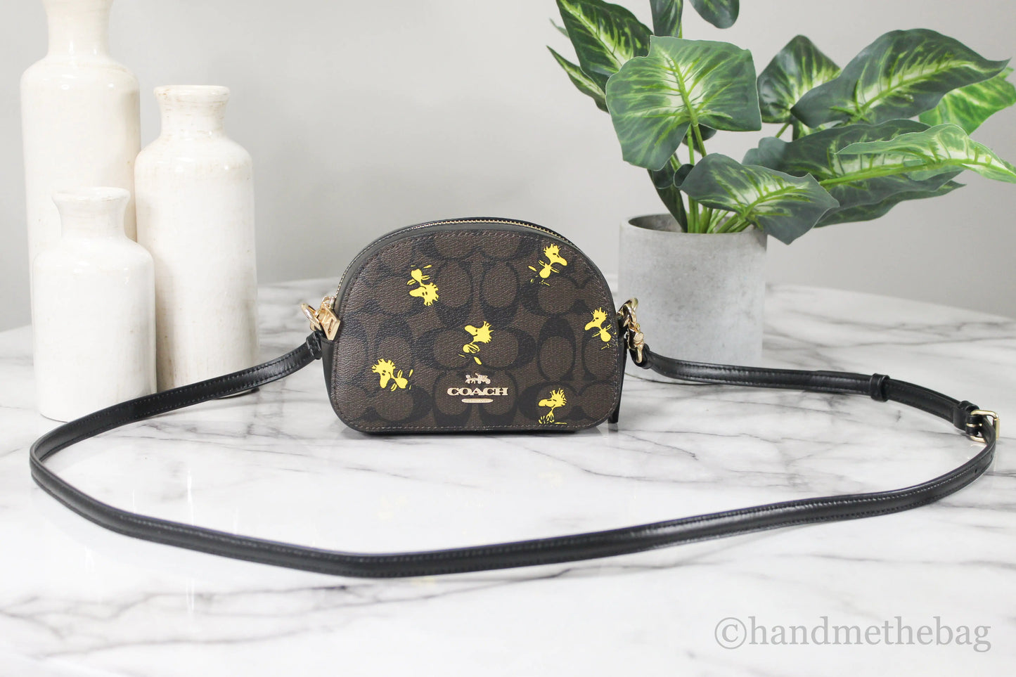 Coach X Peanuts Mini Serena Brown Black Woodstock Crossbody