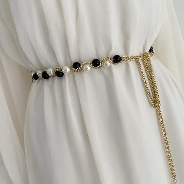 Elegant Pearl Chain Belt