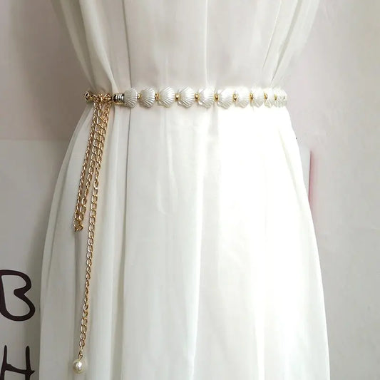 Elegant Pearl Chain Belt