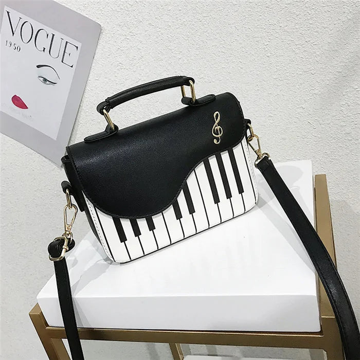 Piano Pattern Leather Shoulder Bag