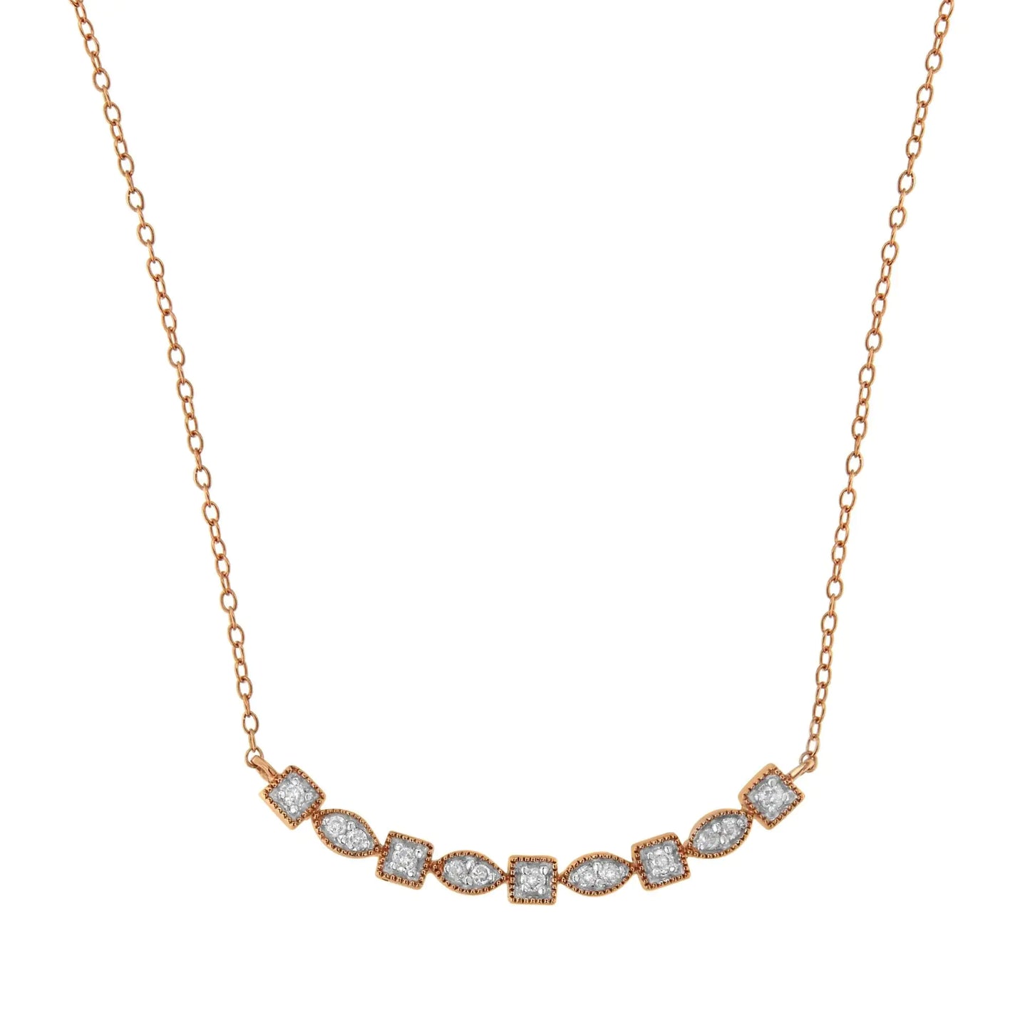 10kt Rose Gold Plated Diamond Necklace