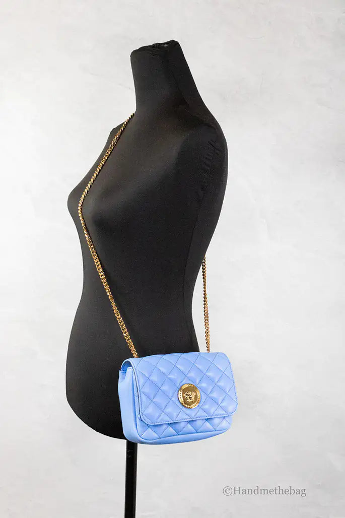 Versace - Blue Leather Chain Shoulder Crossbody