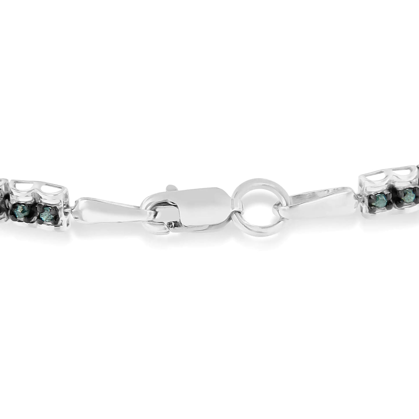 Bracelet de tennis à double maillon en argent sterling 925 et diamant taille rose 1,0 carat en rhodium noir sur 17,8 cm (couleur bleue, clarté I1-I2)